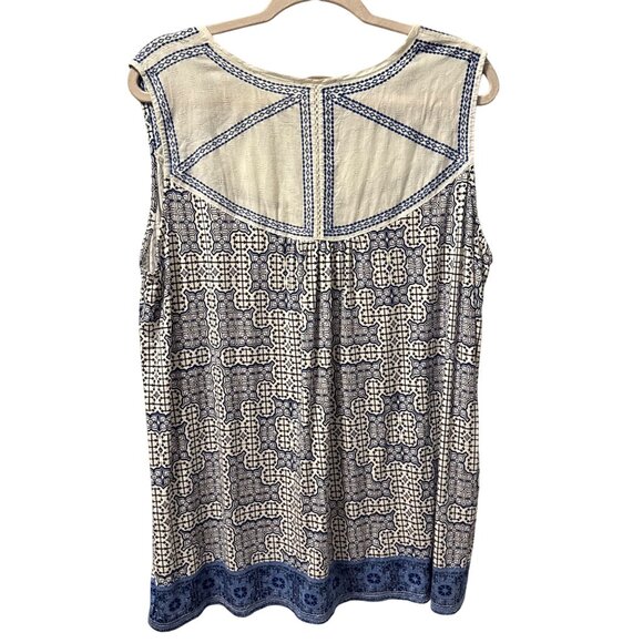 Eliane Rose Blue & Multi Geometric Sleeveless top  1X blouse - Picture 10 of 12